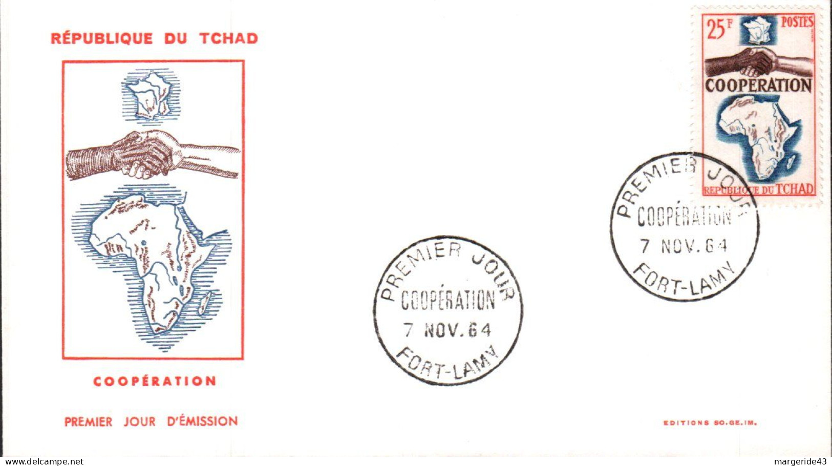 TCHAD  FDC 1964 COOPERATION - Tschad (1960-...)