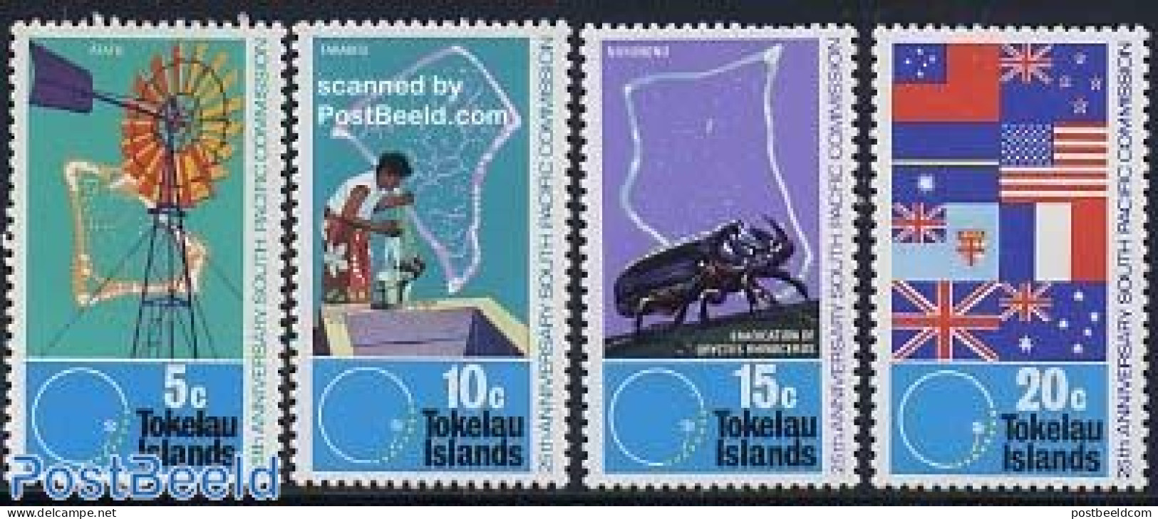 Tokelau Islands 1972 South Pacific Commission 4v, Mint NH, History - Nature - Various - Flags - Insects - Maps - Mills.. - Geography