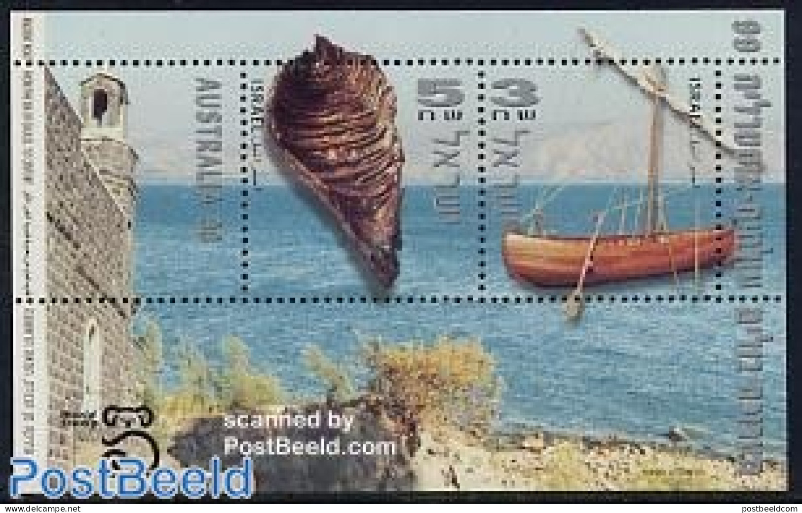 Israel 1999 Australia 99 S/s, Mint NH, Nature - Transport - Shells & Crustaceans - Philately - Ships And Boats - Ongebruikt (met Tabs)