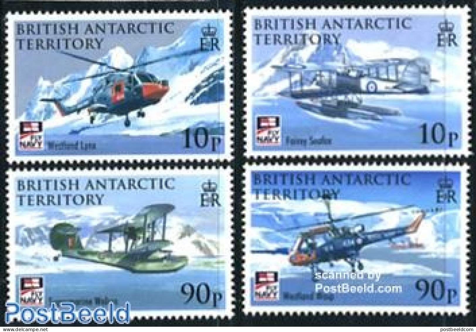 British Antarctica 2009 100 Years Naval Aviation 4v, Mint NH, History - Transport - Militarism - Helicopters - Aircraf.. - Militaria