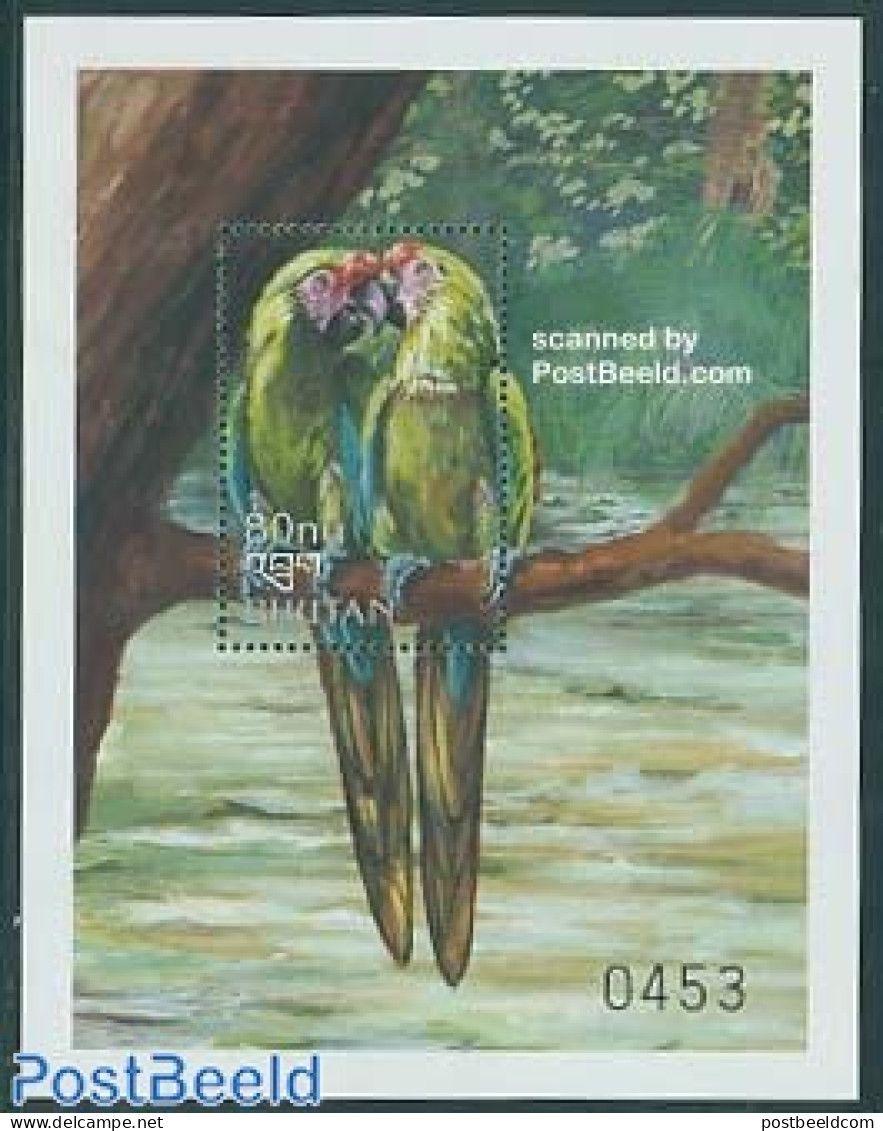 Bhutan 1999 Ara Pair S/s, Mint NH, Nature - Birds - Parrots - Bhoutan