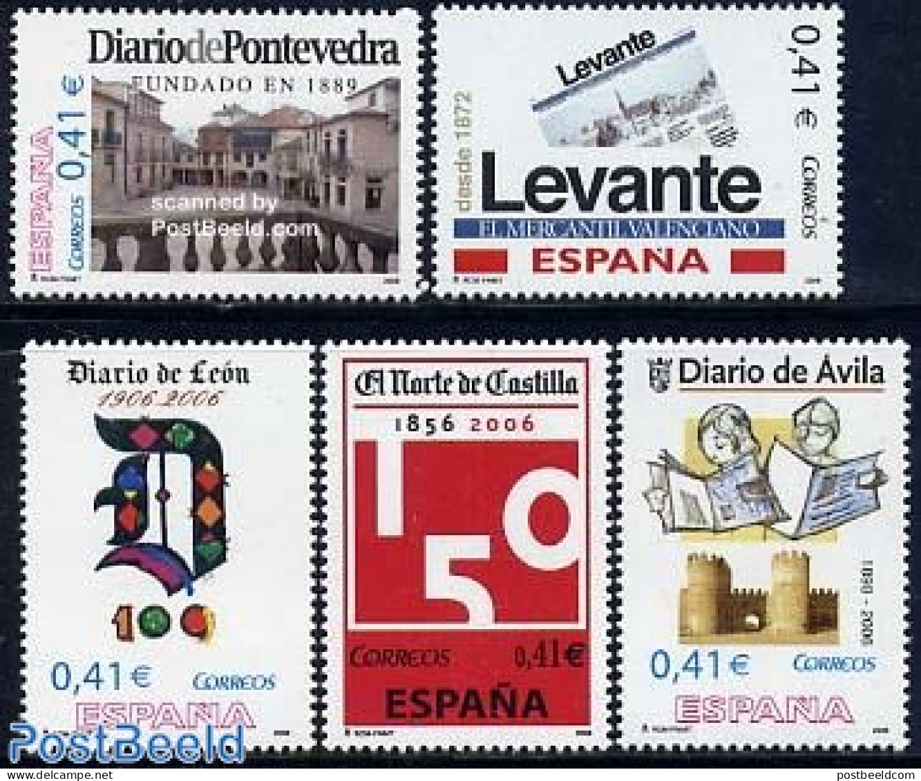 Spain 2006 Newspapers 5v, Mint NH, History - Newspapers & Journalism - Neufs