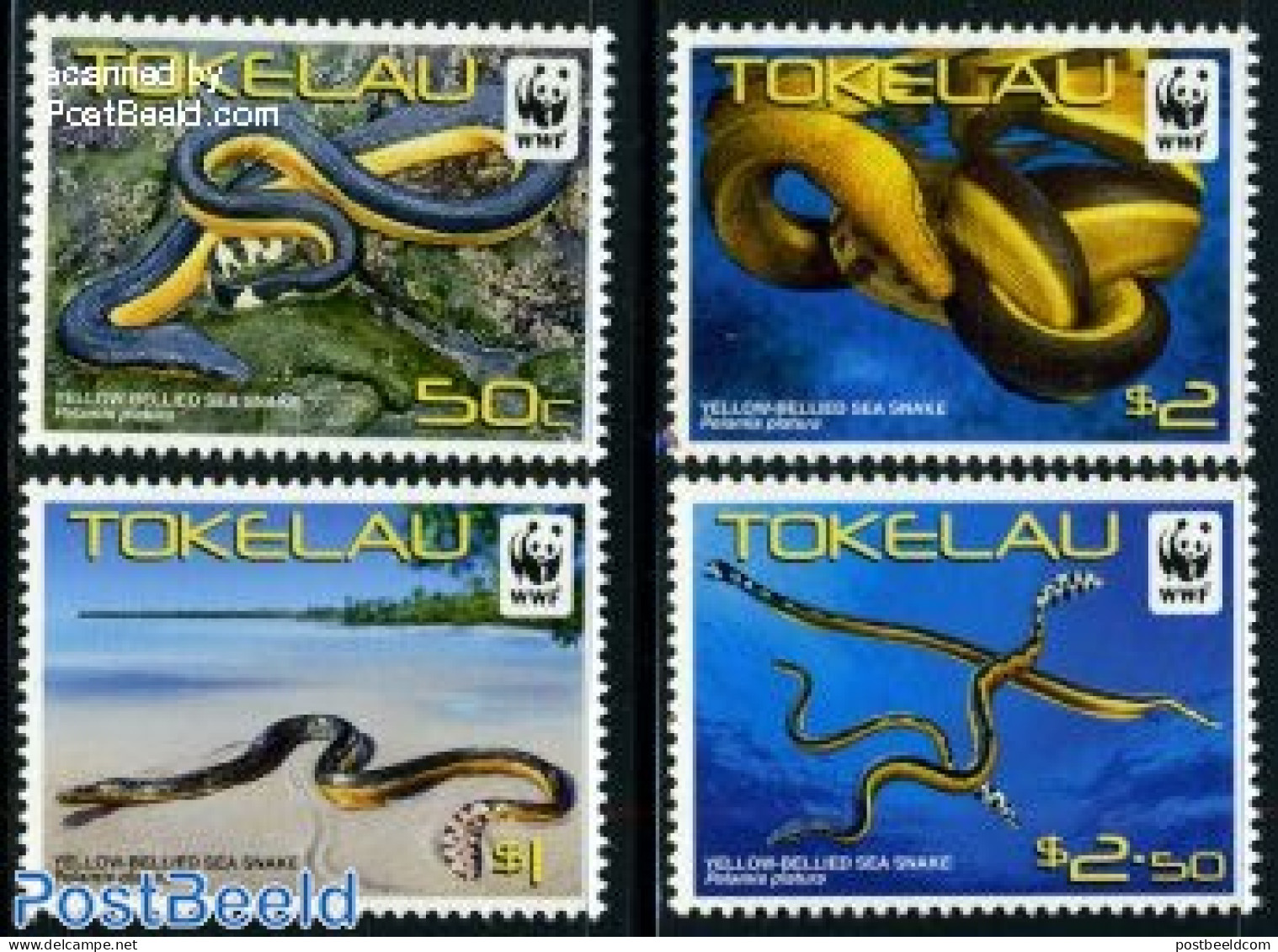 Tokelau Islands 2011 WWF, Yellow Sea Snake 4v, Mint NH, Nature - Reptiles - Snakes - World Wildlife Fund (WWF) - Tokelau