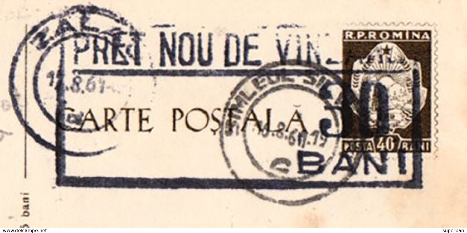ROMANIA ~ 1961 - CARTE POSTALA Cu SUPRATIPAR : PRET NOU... : 30 BANI / 40 BANI - STATIONERY PICTURE POSTCARD (an667) - Enteros Postales