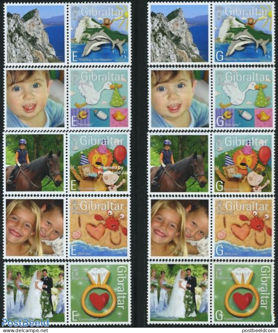 Gibraltar 2007 Your Own Stamps 10v+tabs (tabs May Vary), Mint NH, Nature - Various - Sea Mammals - Greetings & Wishing.. - Gibilterra