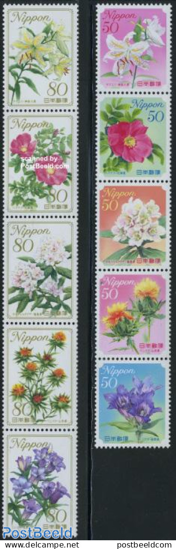 Japan 2008 Prefectual Flowers 10v (2x[::::]), Mint NH, Nature - Flowers & Plants - Nuovi