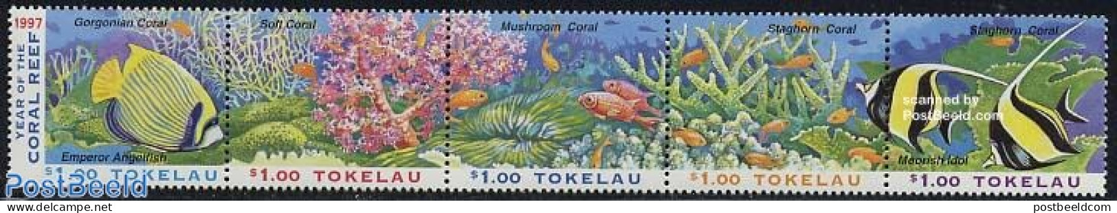 Tokelau Islands 1997 Coral Reefs 5v [::::], Mint NH, Nature - Fish - Peces