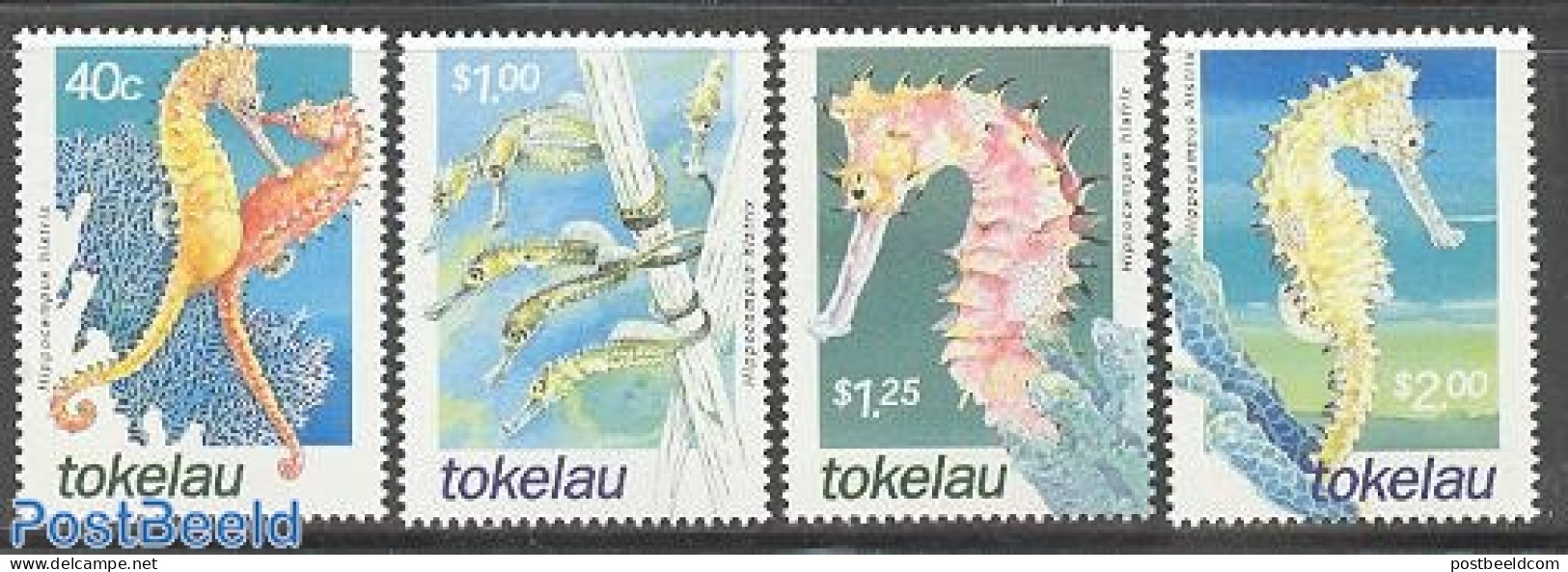 Tokelau Islands 2001 Sea Horses 4v, Mint NH, Nature - Fish - Vissen