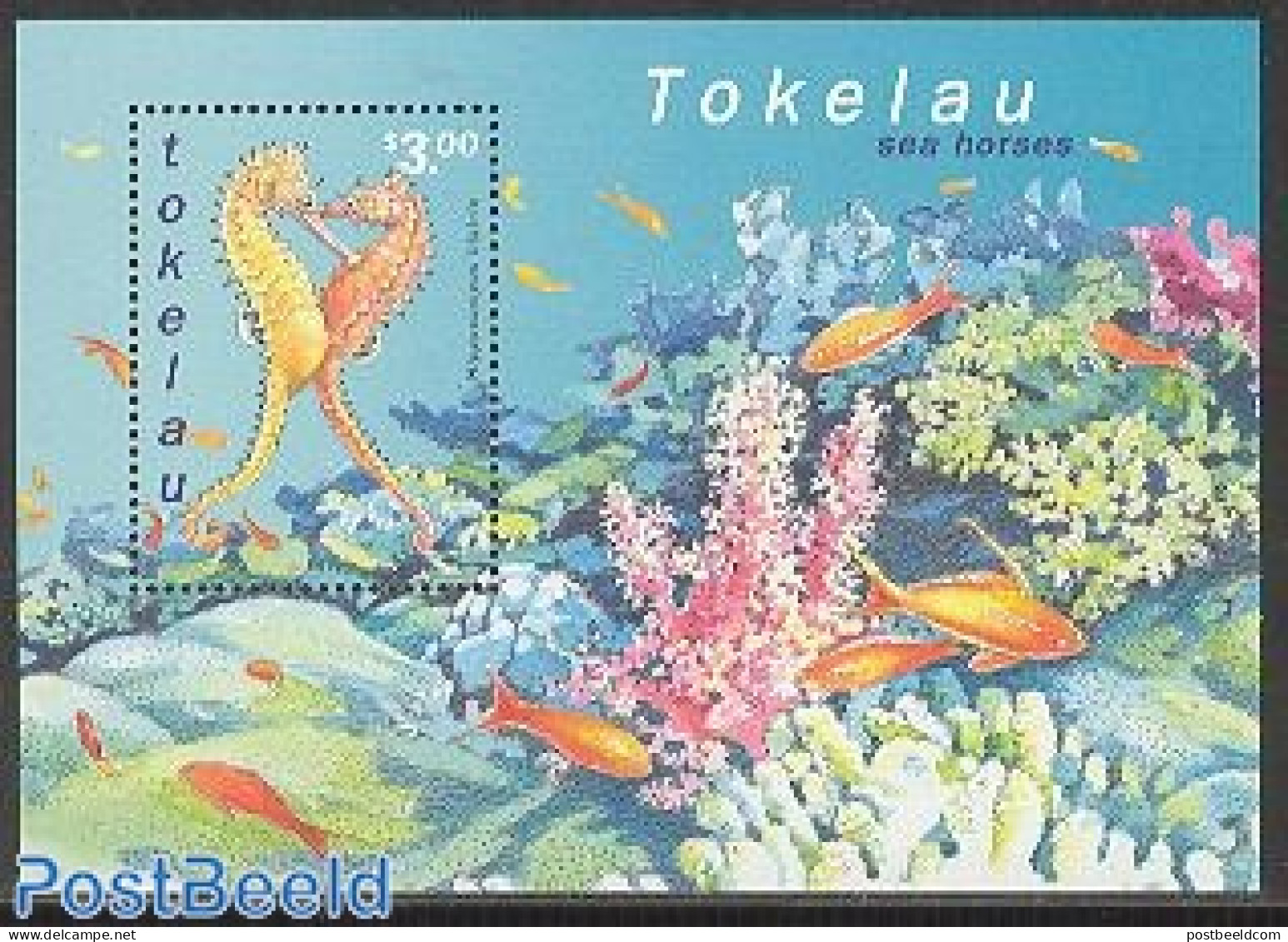 Tokelau Islands 2001 Sea Horses S/s, Mint NH, Nature - Fish - Fishes