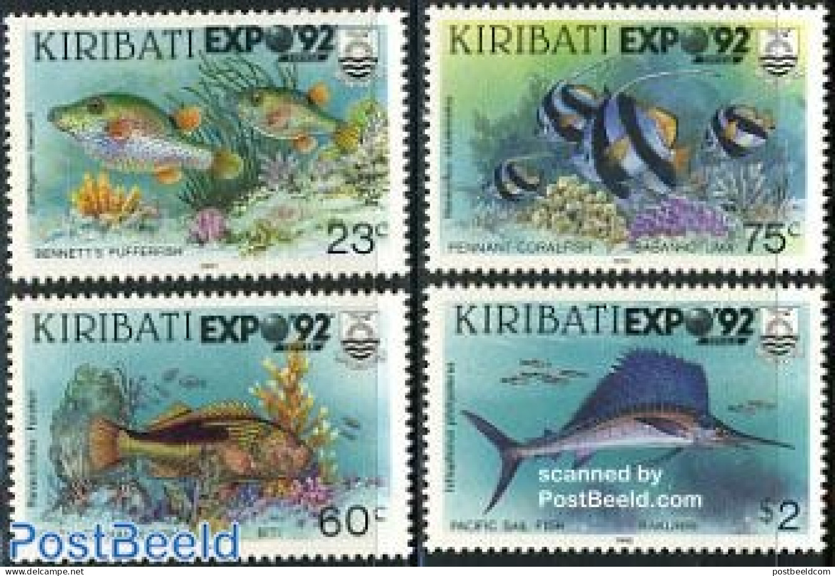 Kiribati 1992 World Expo, Fish 4v, Mint NH, Nature - Various - Fish - World Expositions - Poissons