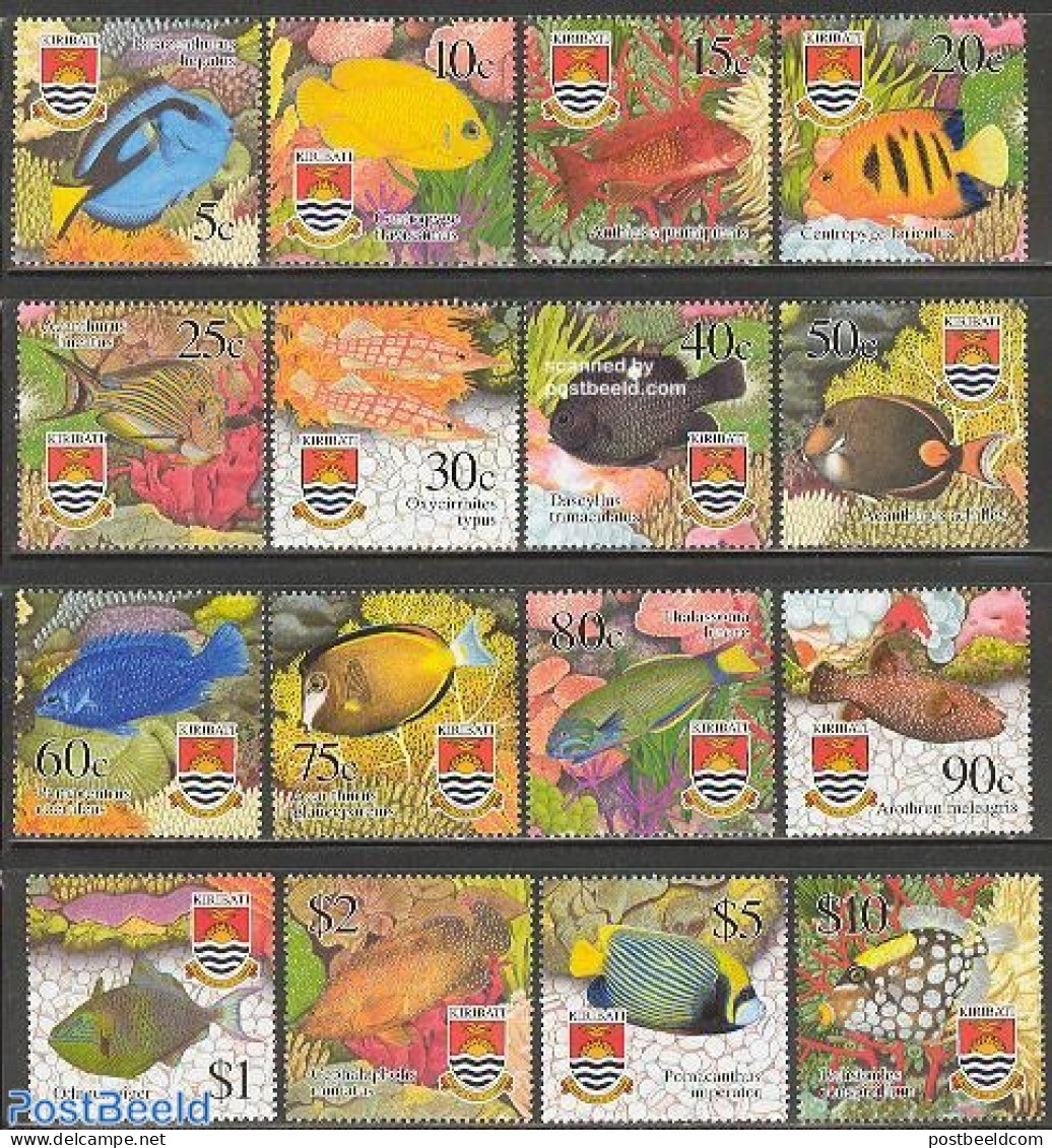 Kiribati 2002 Definitives, Fish 16v, Mint NH, Nature - Fish - Poissons