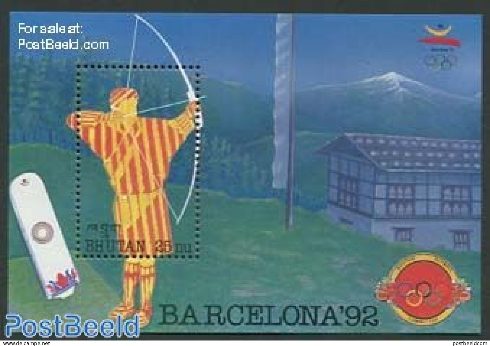 Bhutan 1992 Olympic Games S/s, Mint NH, Sport - Olympic Games - Shooting Sports - Shooting (Weapons)
