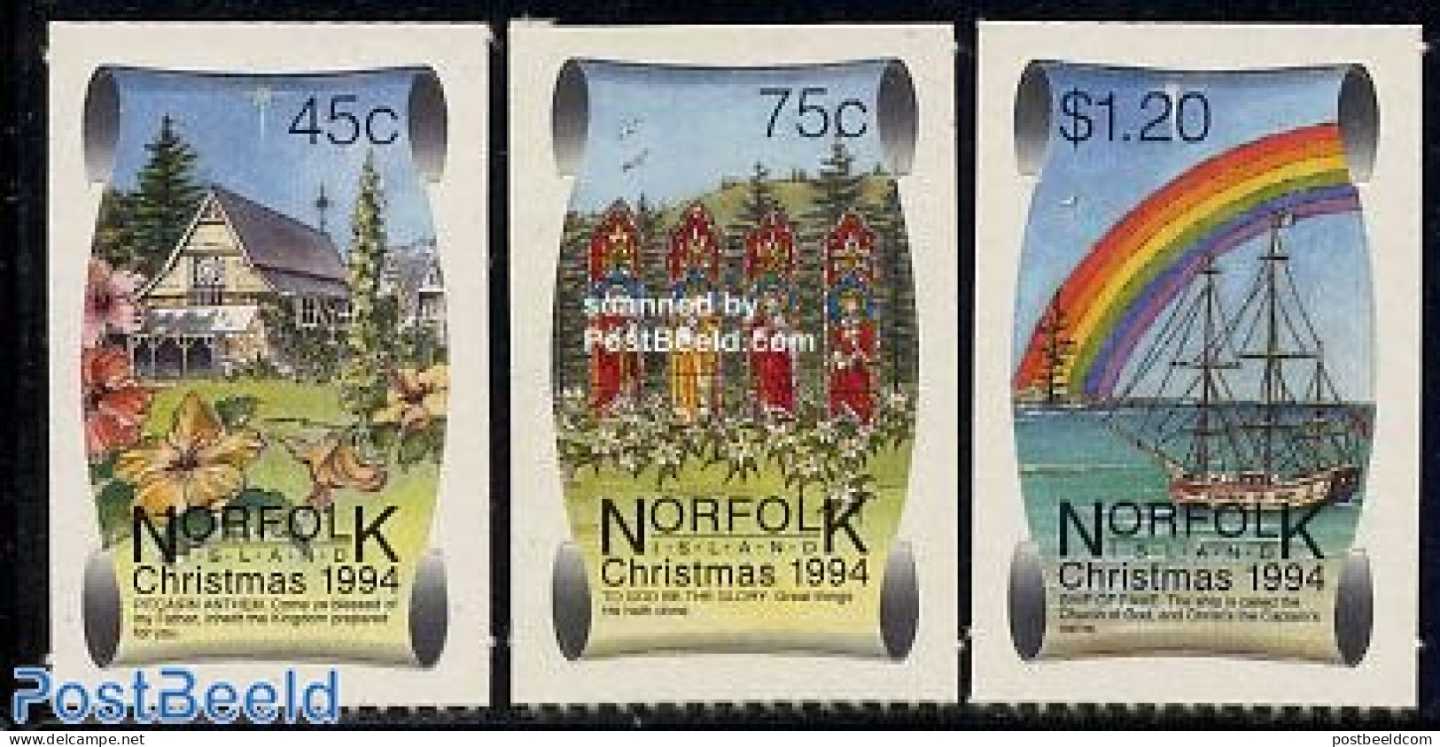 Norfolk Island 1994 Christmas 3v S-a, Mint NH, Religion - Transport - Christmas - Ships And Boats - Kerstmis