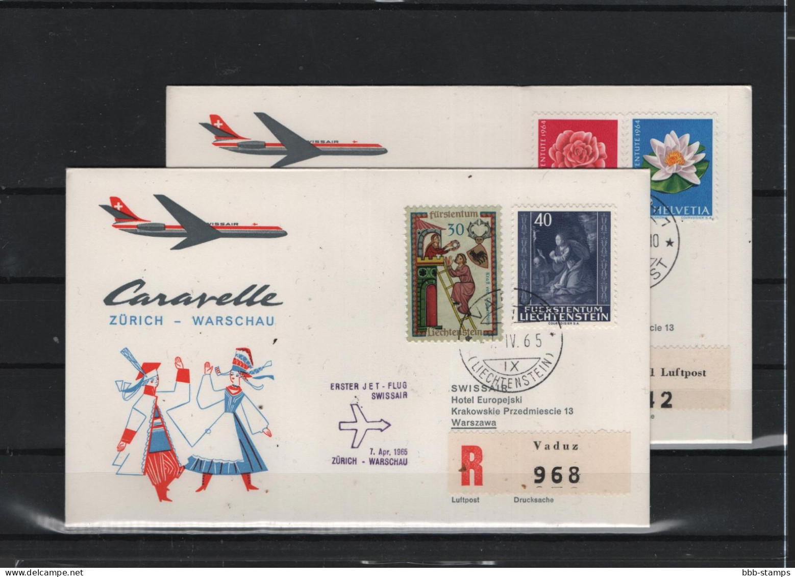 Schweiz Air Mail Swissair  FFC  7.4.1965 Zürich - Warschau - Primi Voli