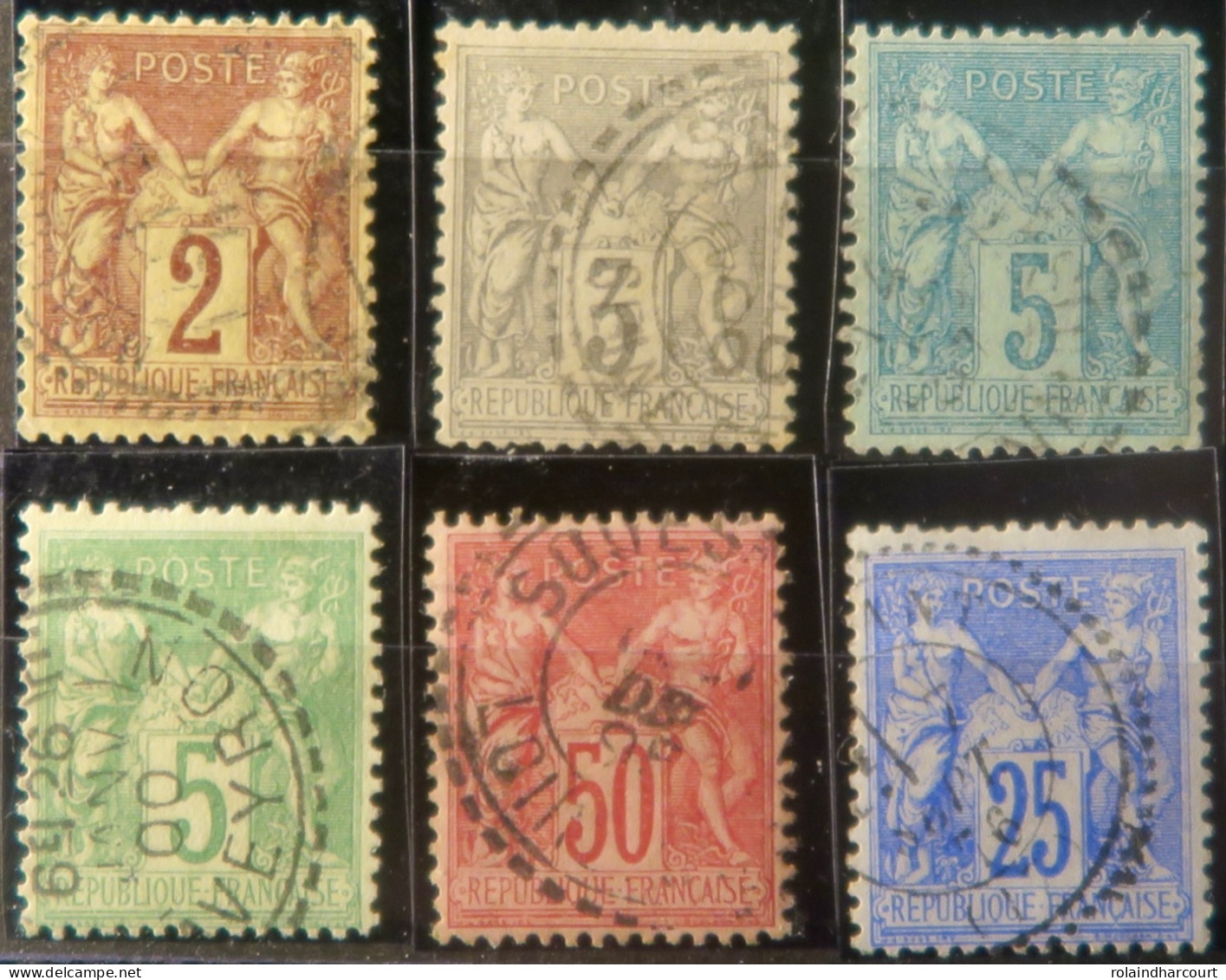 R1311/3060 - FRANCE - SAGE TYPE I N°102 + SAGE TYPE II N°75-78-85-87-98 Avec CàD Perlés - 1876-1898 Sage (Type II)