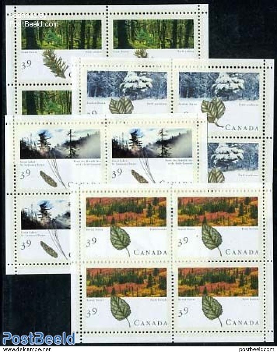 Canada 1990 Forests 4 M/s, Mint NH, Nature - Trees & Forests - Neufs