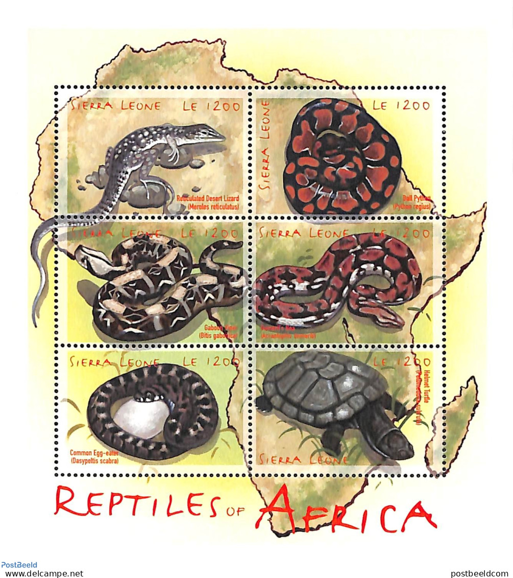 Sierra Leone 2001 Reptiles 6v M/s, Mint NH, Nature - Reptiles - Snakes - Turtles - Sonstige & Ohne Zuordnung