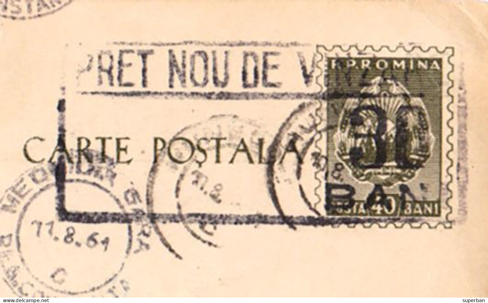 ROMANIA ~ 1961 - CARTE POSTALA Cu SUPRATIPAR : PRET NOU... : 30 BANI / 40 BANI - STATIONERY PICTURE POSTCARD (an668) - Postal Stationery