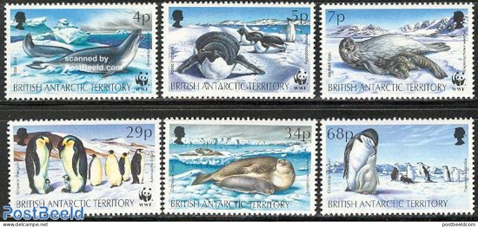 British Antarctica 1992 WWF, Animals 6v, Mint NH, Nature - Penguins - Sea Mammals - World Wildlife Fund (WWF) - Sonstige & Ohne Zuordnung