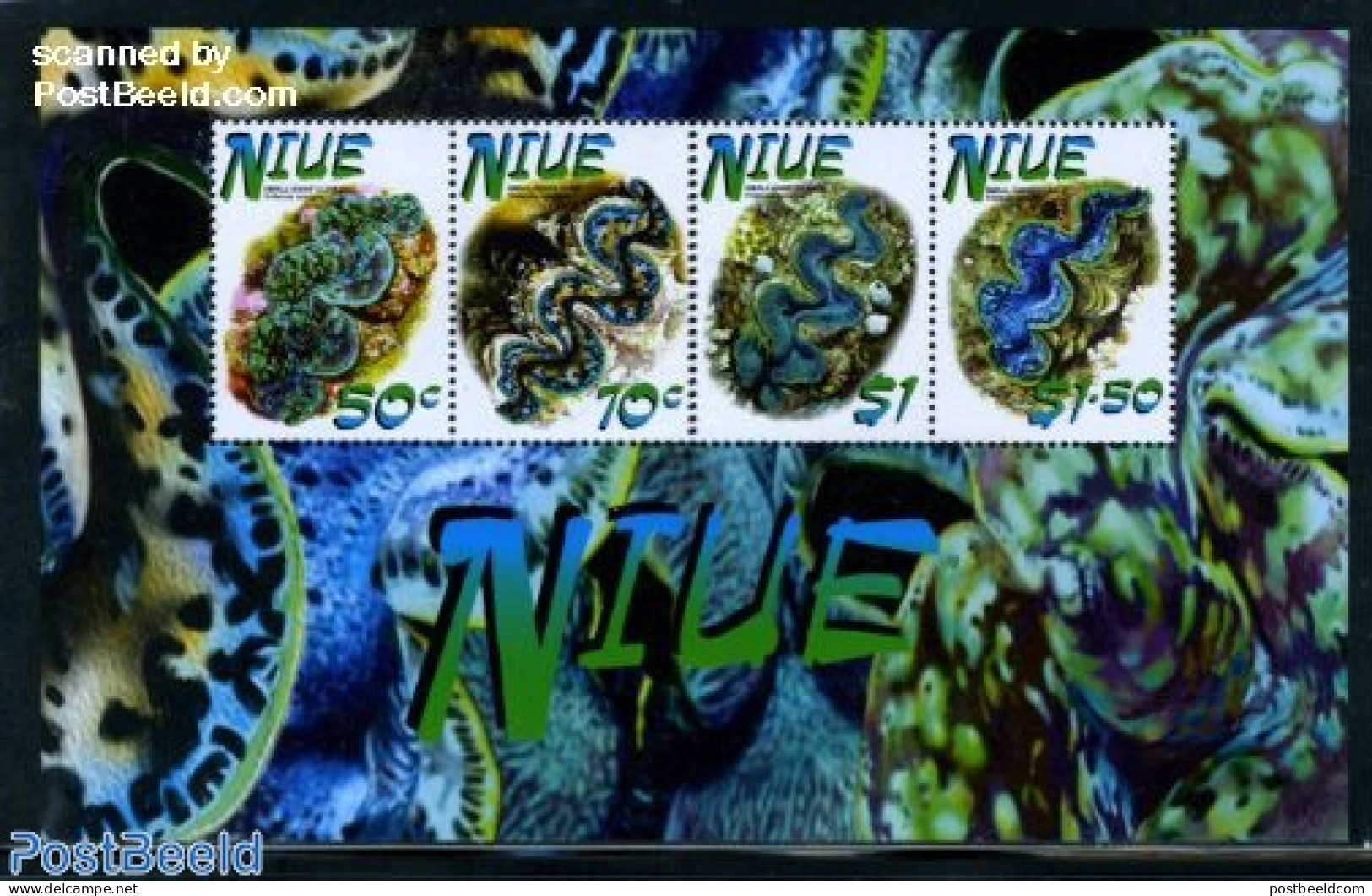 Niue 2002 Small Giant Clam S/s Without WNF Logo, Mint NH, Nature - Shells & Crustaceans - Vie Marine