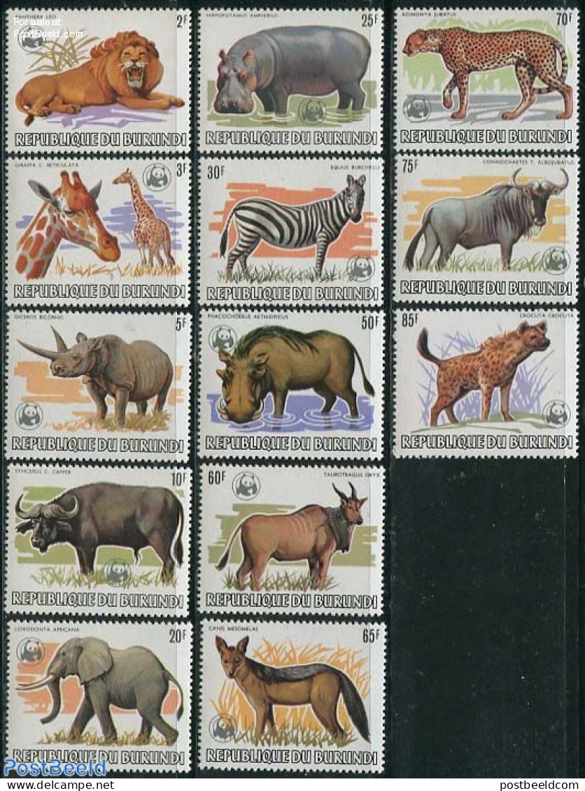 Burundi 1983 Animals, WWF Overprint 13v, Mint NH, Nature - Animals (others & Mixed) - Cat Family - Elephants - Giraffe.. - Sonstige & Ohne Zuordnung
