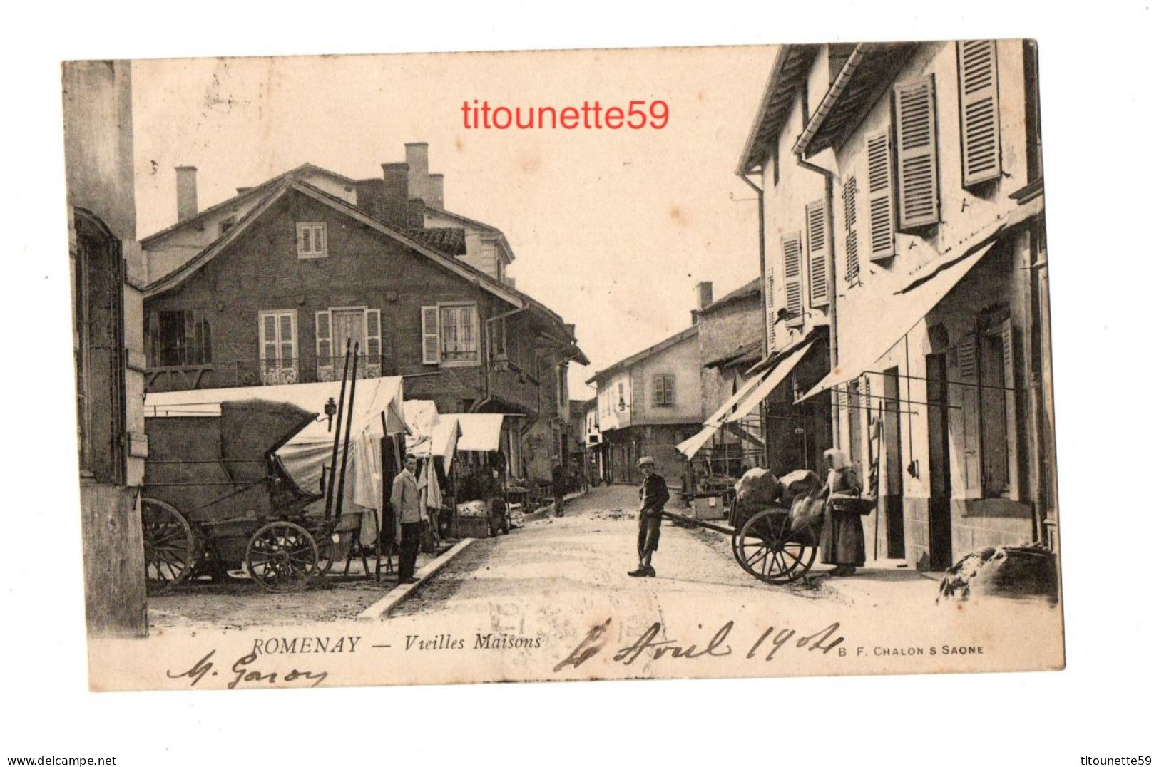 71- ROMENAY- VIEILLES MAISONS- Dos Précurseur -timbrée- 1904 - Andere & Zonder Classificatie