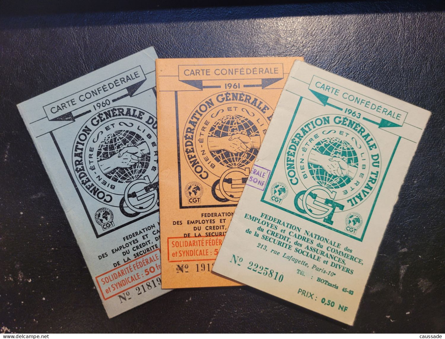 Lot De 3 Cartes - C.G.T - Confédération Générale Du Travail 1960 - 1961 - 1962 - Mitgliedskarten