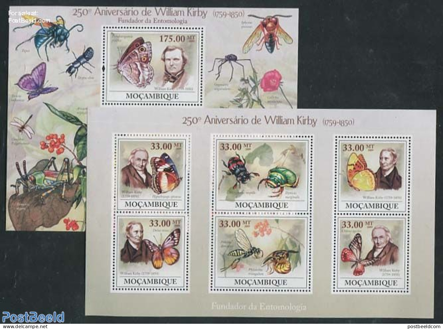 Mozambique 2009 William Kirby 2 S/s, Mint NH, Nature - Butterflies - Insects - Mosambik
