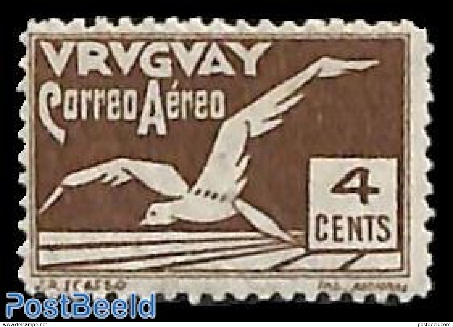 Uruguay 1928 4c, Stamp Out Of Set, Mint NH, Nature - Birds - Uruguay
