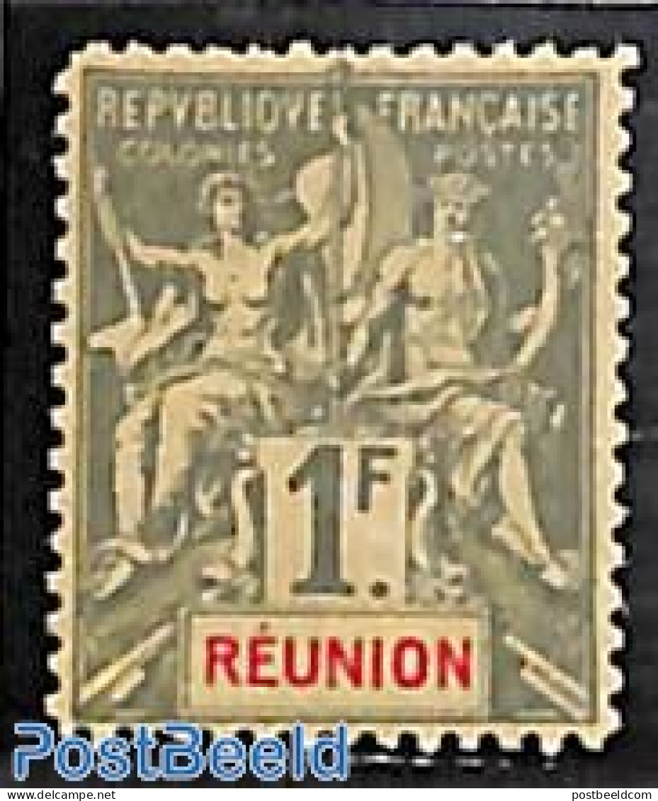 Reunion 1892 1FR, Stamp Out Of Set, Unused (hinged) - Sonstige & Ohne Zuordnung