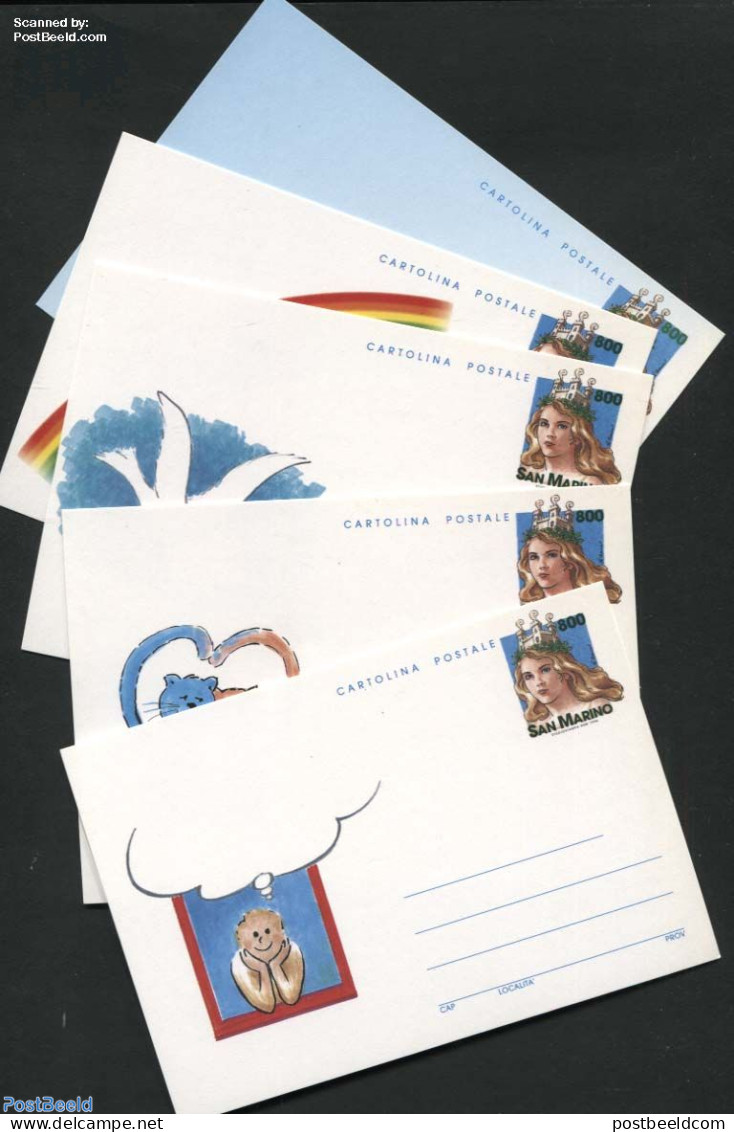 San Marino 1998 Postcard Set 800L, 5 Cards, Unused Postal Stationary - Brieven En Documenten