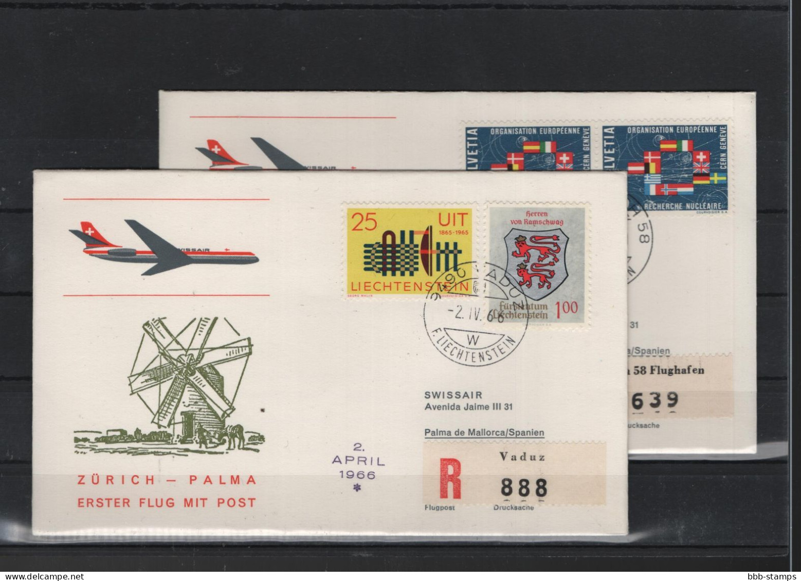 Schweiz Air Mail Swissair  FFC  2.4.66 Zürich - Palma VV - Eerste Vluchten