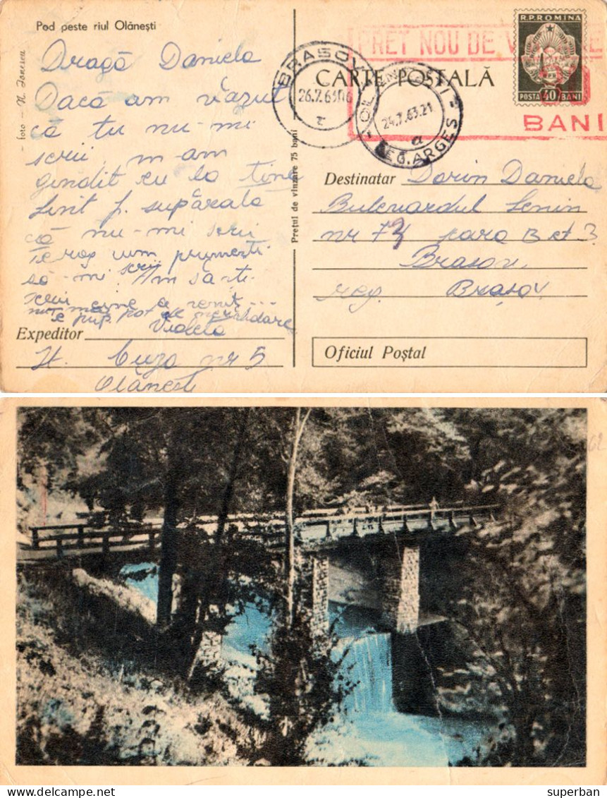 ROMANIA ~ 1963 - CARTE POSTALA Cu SUPRATIPAR : PRET NOU... : 30 BANI / 40 BANI - STATIONERY PICTURE POSTCARD (an670) - Enteros Postales