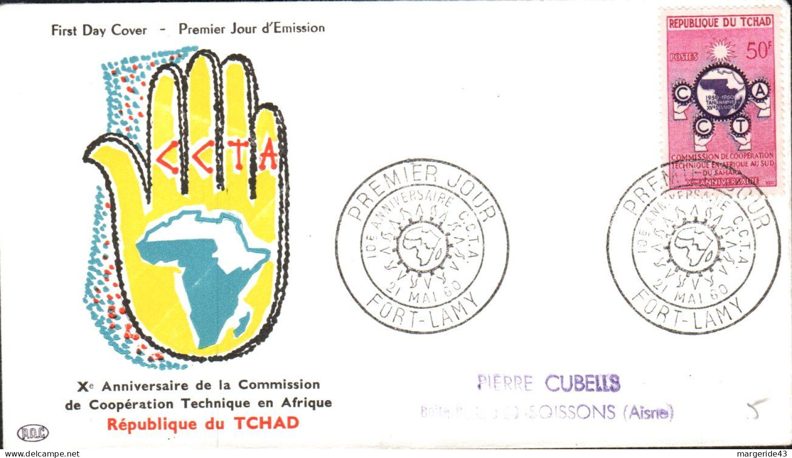 TCHAD FDC 1964 10 ANS COMMISSION COOPERATION TECHNIQUE EN AFRIQUE - Tchad (1960-...)