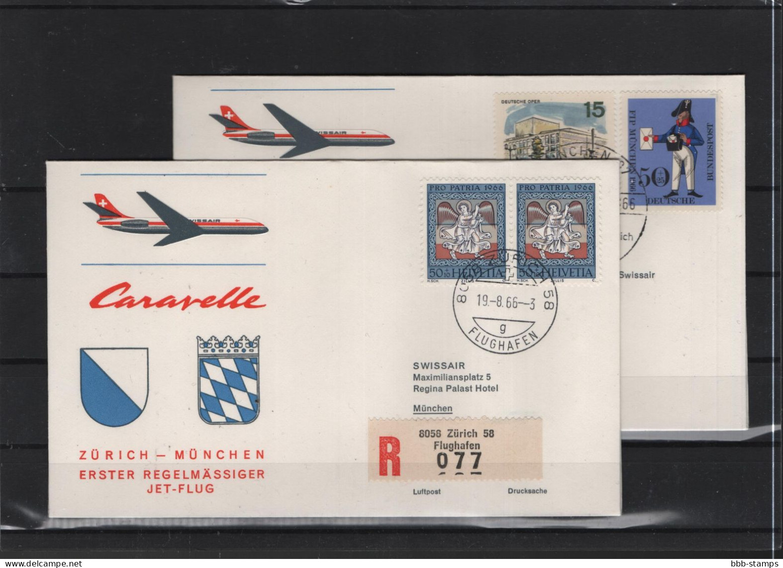 Schweiz Air Mail Swissair  FFC  19.8.1966 Zürich - München Vv - Premiers Vols
