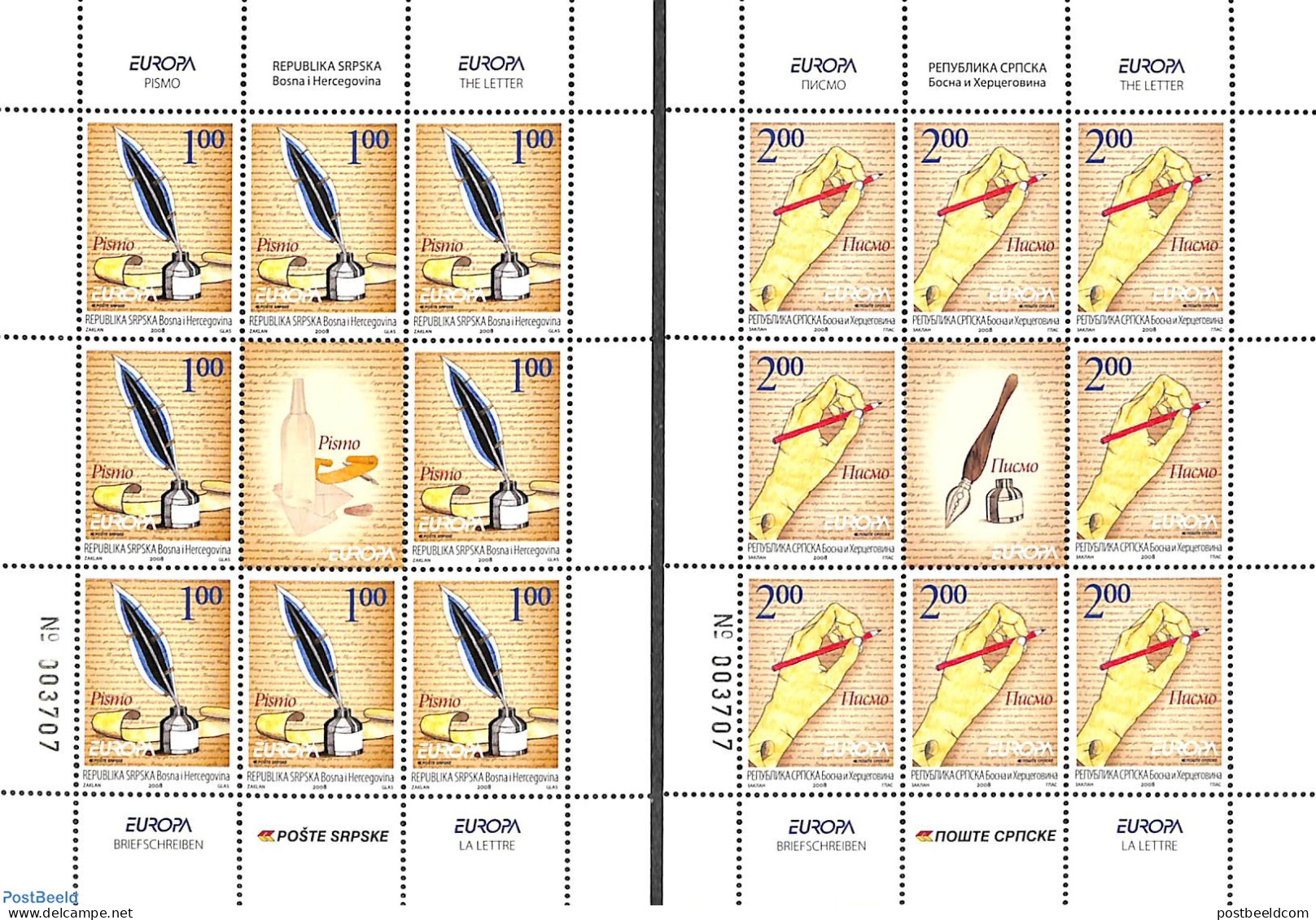 Bosnia Herzegovina - Serbian Adm. 2008 Europa 2 M/s, Mint NH, History - Europa (cept) - Sonstige & Ohne Zuordnung