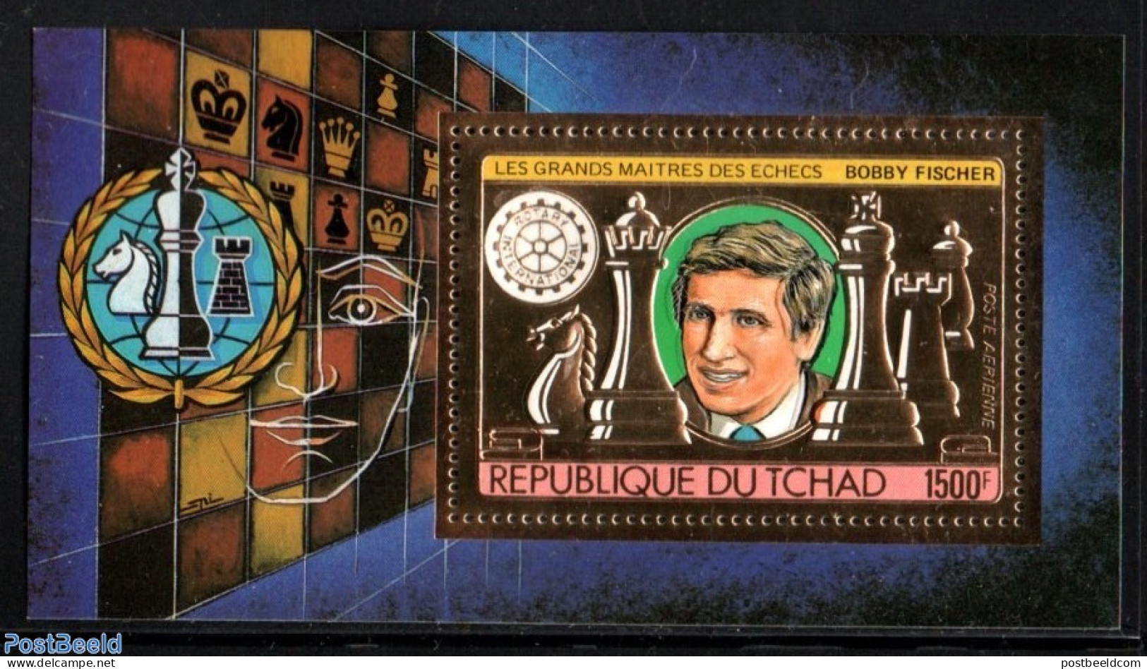 Chad 1982 Bobby Fischer S/s, Gold, Mint NH, Sport - Various - Chess - Rotary - Other & Unclassified