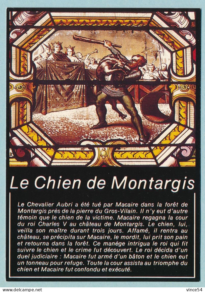 MONTARGIS - L'Eglise Sainte-Madeleine - Détail D'un Vitrail : Le Chien De Montargis - Texte De Présentation - Montargis
