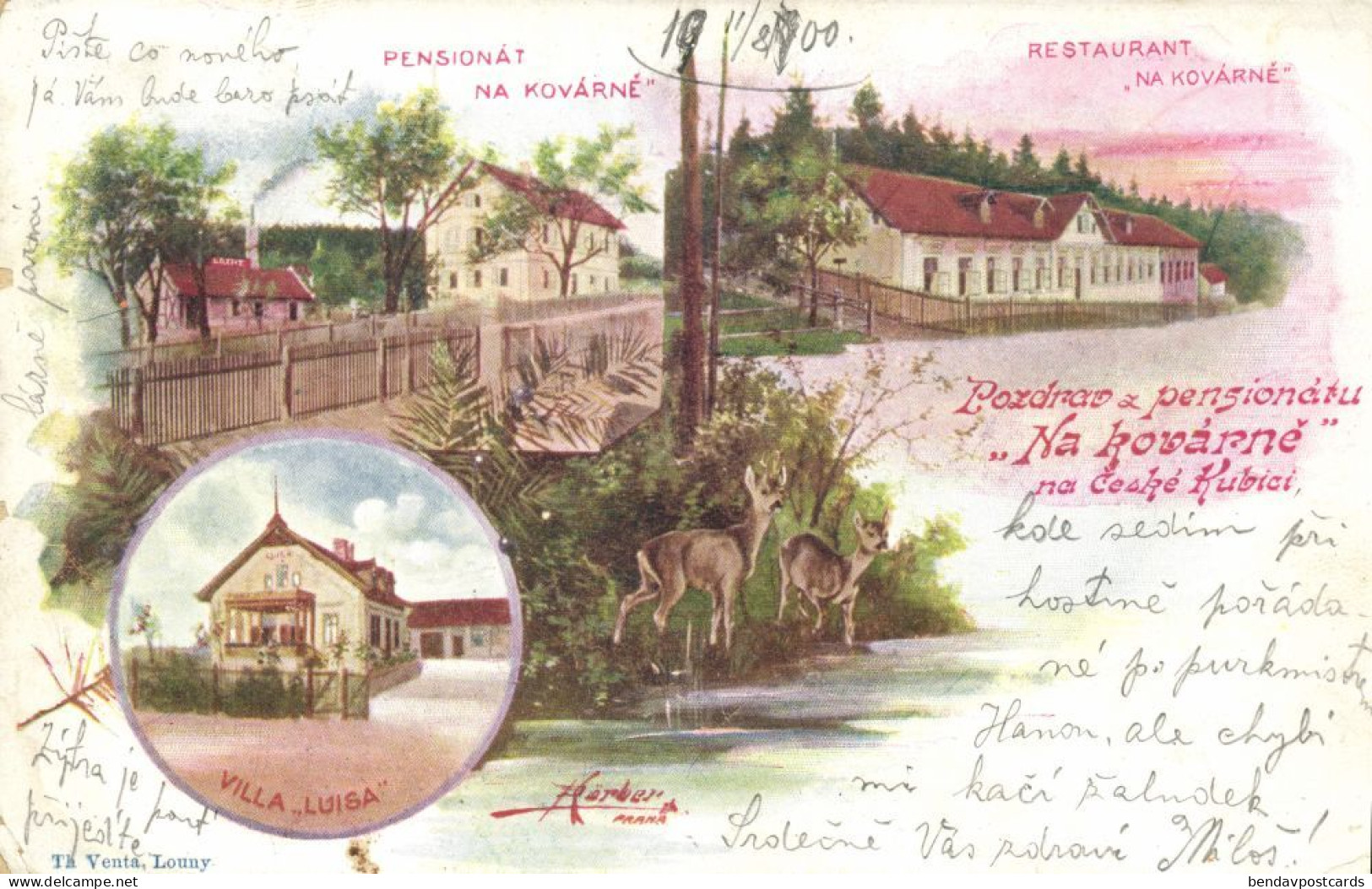 Czech, ČESKÁ KUBICE, Boarding House And Restaurant "Na Kovarne" (1900) Postcard - Tchéquie