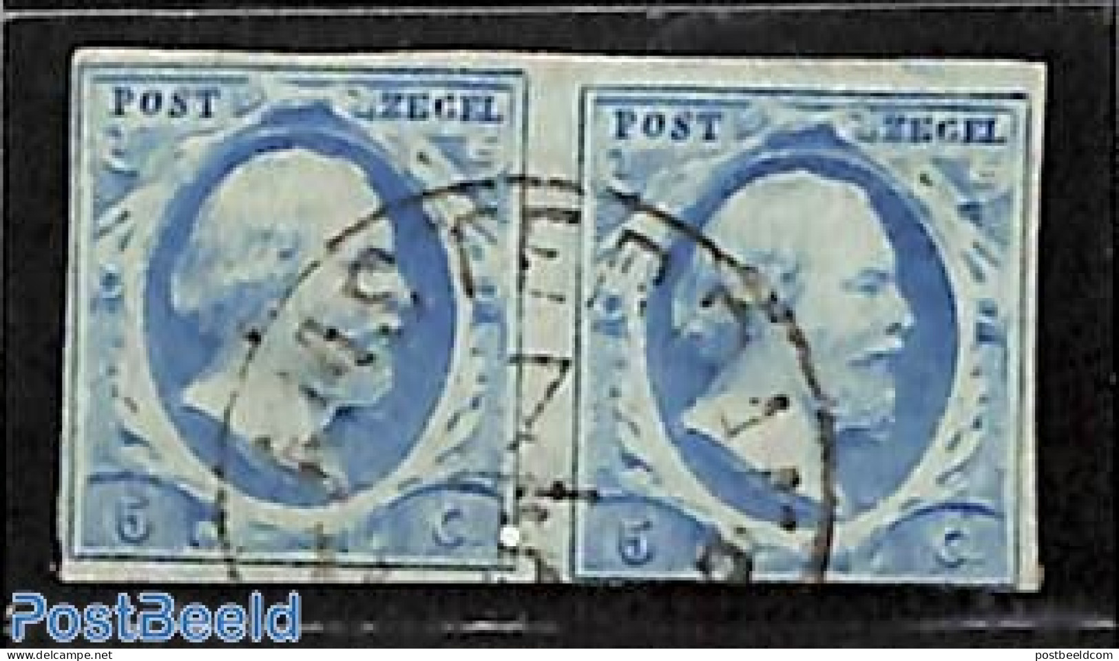 Netherlands 1852 Pair 5c, AMSTERDAM-C, Used Stamps - Used Stamps