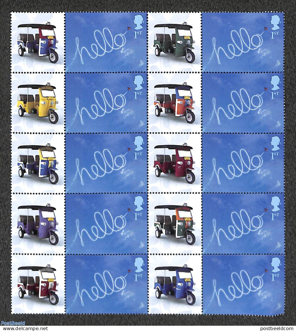Great Britain 2009 Stamps With Personal Tabs, Tuk-Tuk 10v, Mint NH, Transport - Motorcycles - Unused Stamps