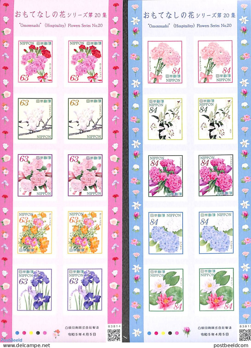 Japan 2023 Flowers 2 M/s S-a, Mint NH, Nature - Flowers & Plants - Neufs