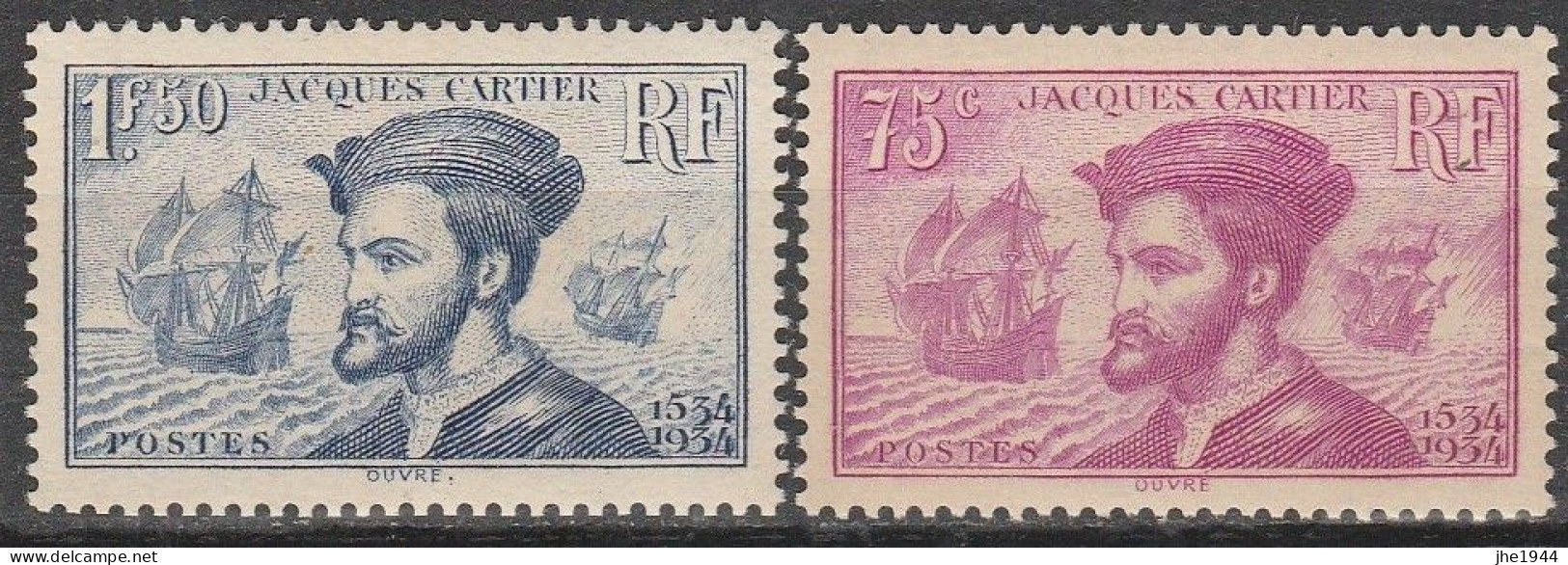 France N° 296 Et 297 ** 4 éme Centenaire De L'arrivée De Cartier - Unused Stamps