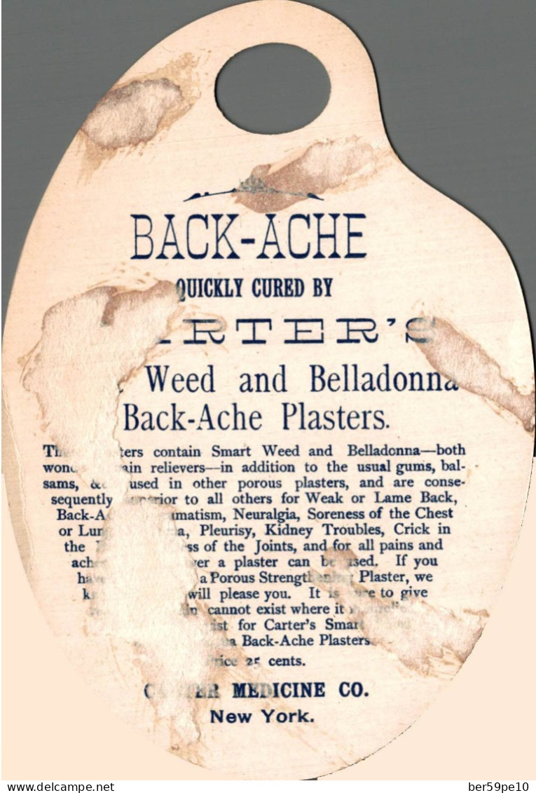 CHROMO BACK-ACHE THE MAKERS OF CARTER'S WEED AND BELLADONNA MEDECINE C° NEW YORK / FILLETTE ENDORMIE AVEC SA POUPEE - Other & Unclassified