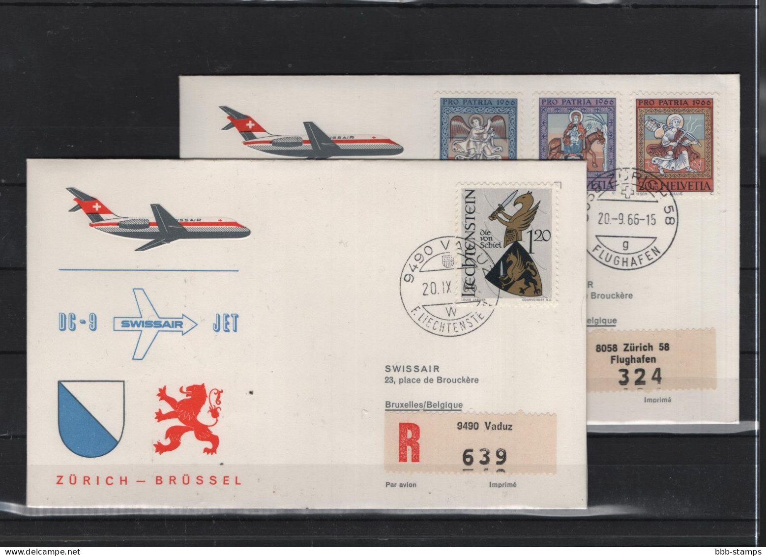 Schweiz Air Mail Swissair  FFC  20.9.2066 Zürich - Brüssel Vv - First Flight Covers