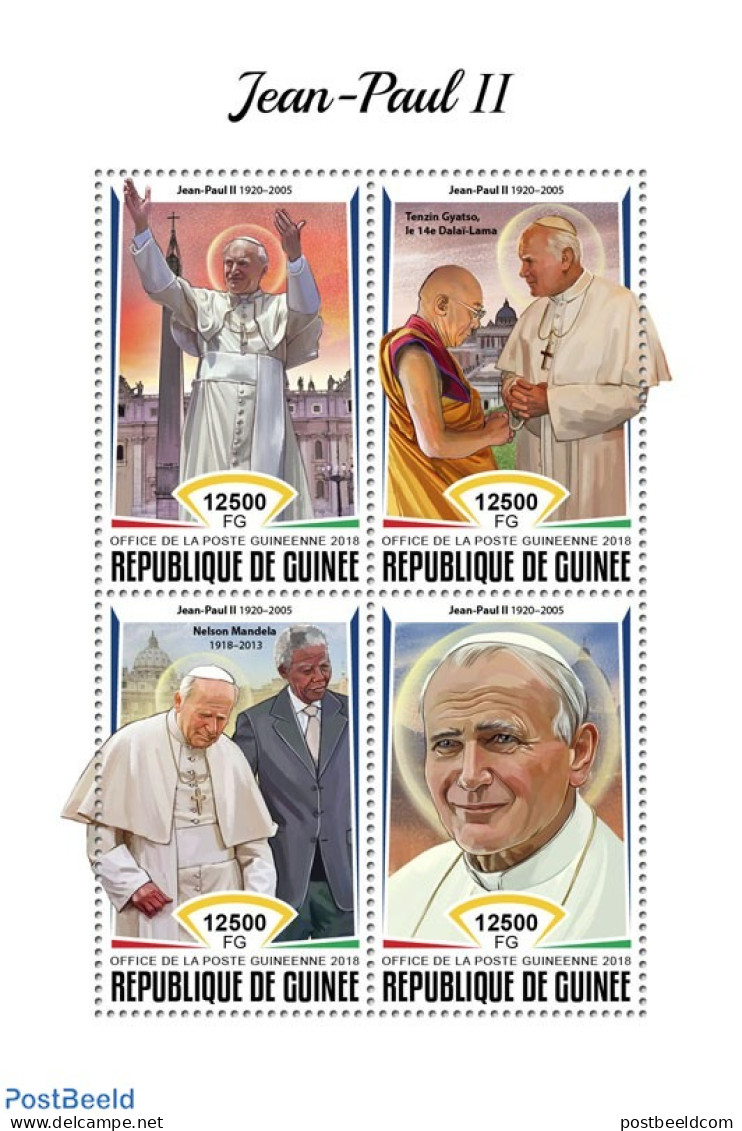 Guinea, Republic 2018 Pope John Paul II, Mint NH, History - Religion - Pope - Nelson Mandela - Papes