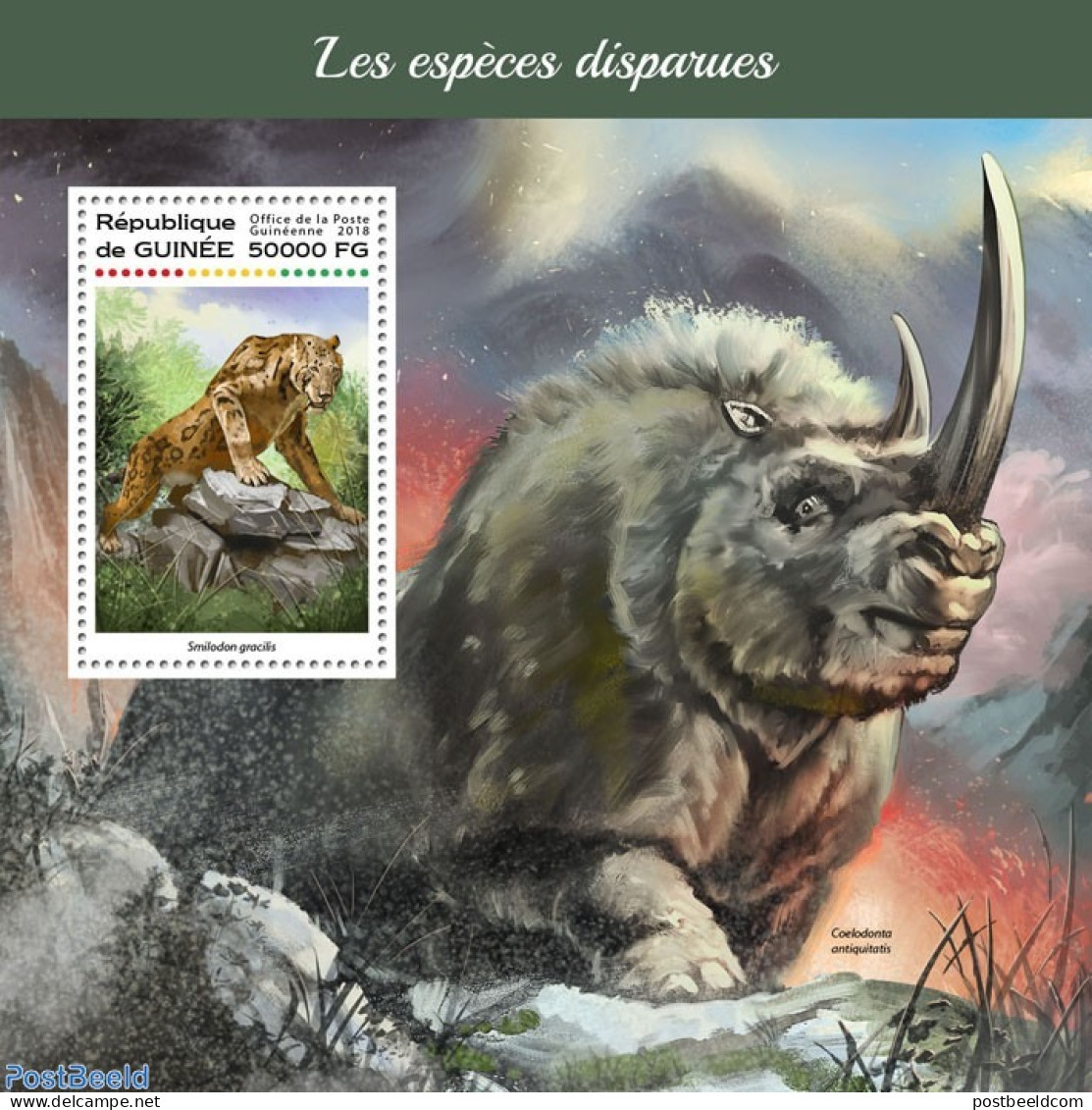 Guinea, Republic 2018 Extinct Animals, Mint NH, Nature - Animals (others & Mixed) - Cat Family - Sonstige & Ohne Zuordnung