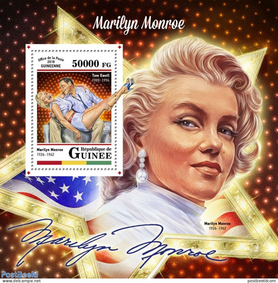 Guinea, Republic 2018 Marilyn Monroe, Mint NH, Performance Art - Marilyn Monroe - Movie Stars - Schauspieler