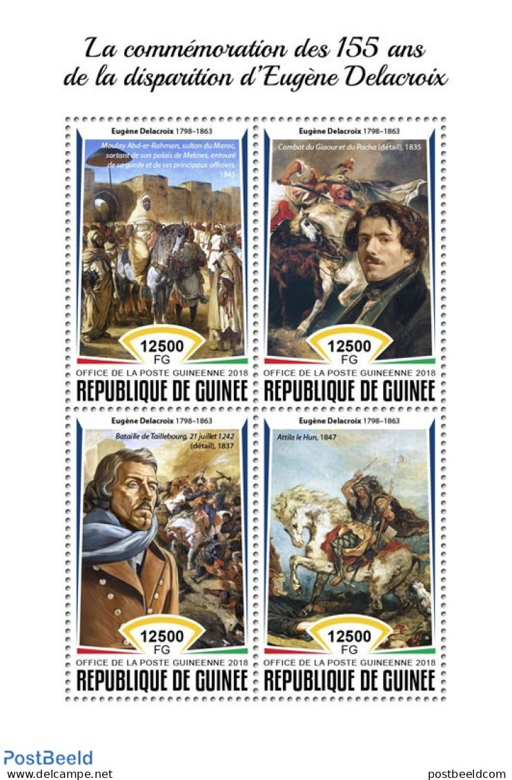 Guinea, Republic 2018 Eugene Delacroix, Mint NH, History - Nature - Militarism - Horses - Art - Paintings - Militaria