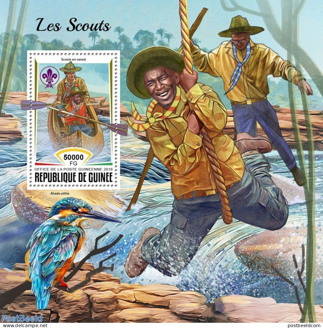 Guinea, Republic 2018 Scouts, Mint NH, Nature - Sport - Transport - Scouting - Ships And Boats - Kingfishers - Schiffe